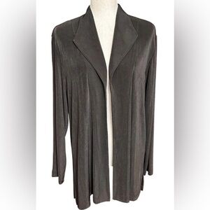 🍂Chico's Traveler’s Slinky Dark Brown Open Cardigan/Jacket Side Slits.  2, L